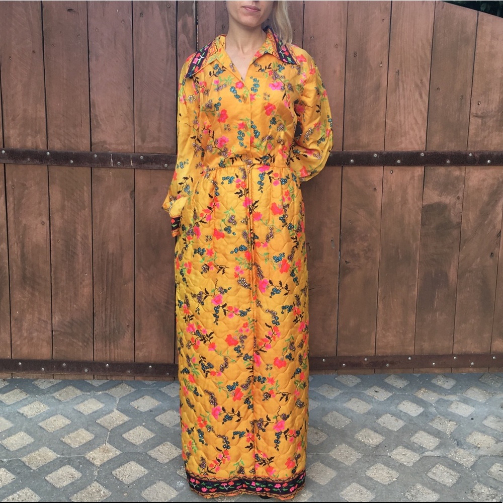 Vintage 70s one of a kind quilted dress